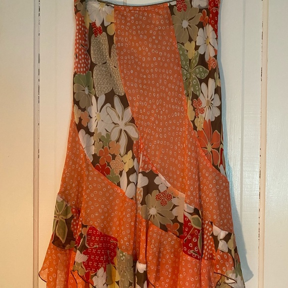 Allison Taylor Dresses & Skirts - Allison Taylor Asymmetrical Floral Skirt - Orange and Brown